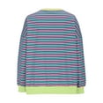 thumbnail image 2 of FRSASU Womens Long Sleeve Sweatshirts Oversized Crewneck striped Color Block Pullover Top Casual Lightweight Blouse Tops Hot Pink, 2 of 3