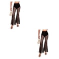 thumbnail image 3 of Pantalones largos de encaje transparentes Sonducket estilo gótico mujer Pierna ancha S M L Blanco Negro, 3 of 6