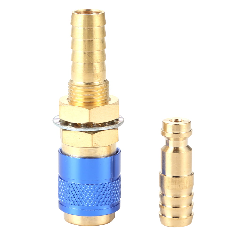 M10 Red+Blue Water Cooled & Gas Adapter Quick Connector Fitting for TIG Welding Torch 2 Pcs Quick Connector Set
