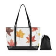 thumbnail image 7 of FORMRS Canvas Laptop Tote Bag for Women with 15.6" Computer Compartments Shoulder Handbag, White Autumn Leaves, 7 of 7