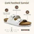thumbnail image 3 of Mens Suede Flat Sandals Cork Footbed Slides 2 Straps Adjustable Buckle Slip On Summer with Comfort Shoes, 3 of 6