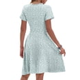 thumbnail image 3 of OutfitShow Women Summer Short Sleeve V Neck Floral Empire Waist Dress with Pockets, 3 of 7