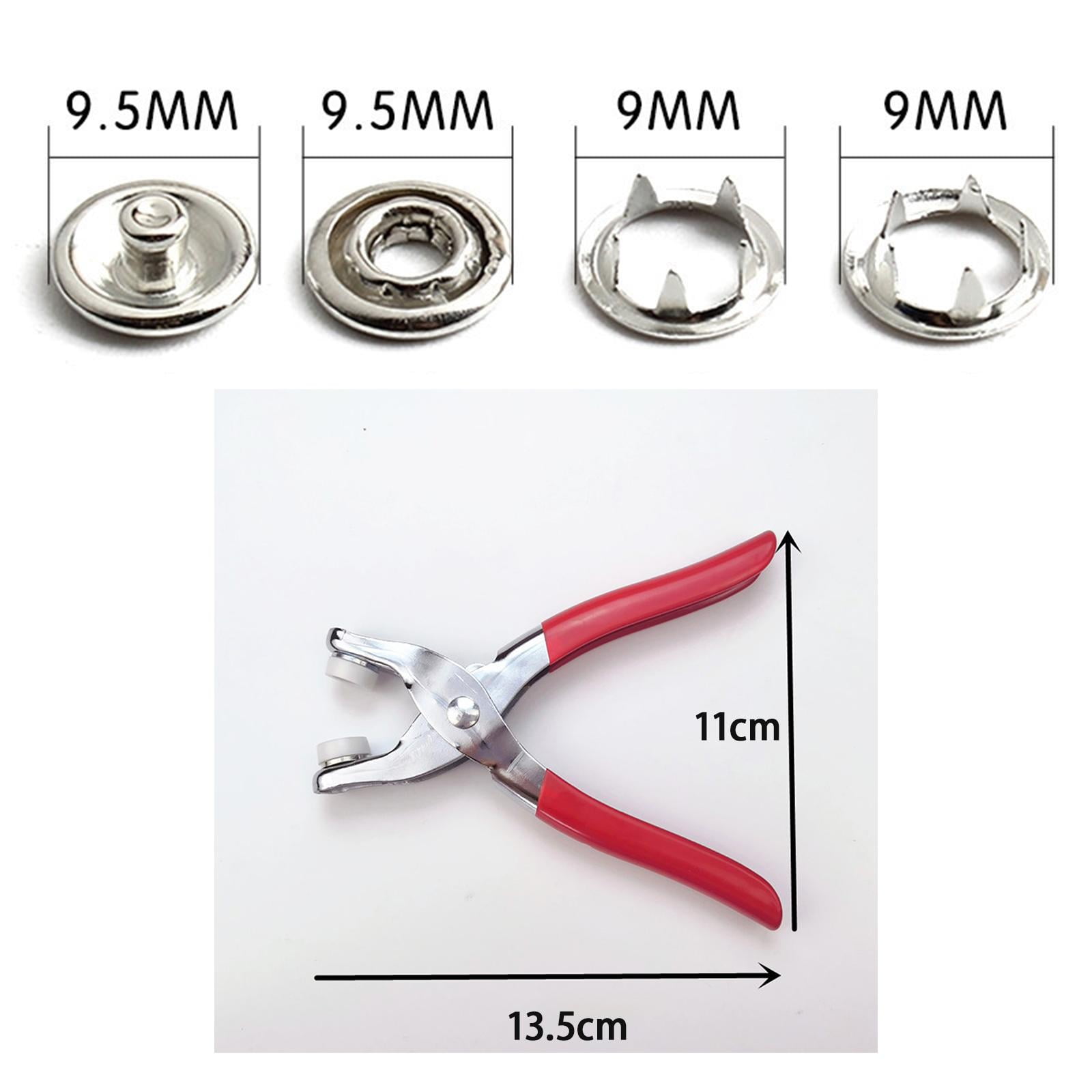 100 Sets Snaps Buttons with Fastener Pliers Press Studs Hollow Solid Prong 9.5mm for Clothing Hats Crafting Sewing Jeans