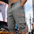 thumbnail image 2 of 3/4 Joggers for Men Multi Pockets Summer Drawstring Elastic Waist Outdoor 3/4 Cargo Sweatpant for Workout, 2 of 9