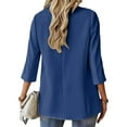 thumbnail image 3 of Yigetop Blazers for Women Business Casual, Ladies' Button Down Solid Color Cardigan Small Suit with Pockets and Three Quarter Sleeves 3/4 Sleeve Blazer for Women Blue L, 3 of 5
