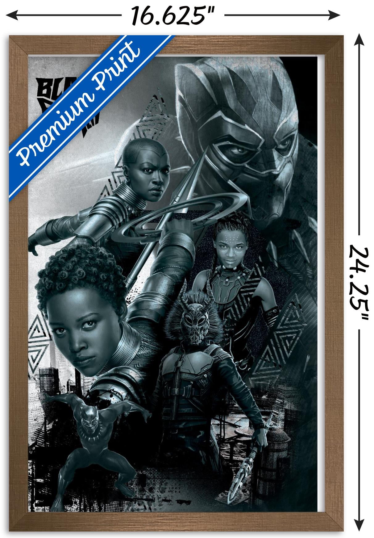 Marvel Cinematic Universe - Black Panther - Group Wall Poster, 14.725" x 22.375", Framed