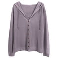 thumbnail image 5 of FRSASU Womens Casual Lightweight Long Sleeve Cardigan Soft Open Front Button Solid Color Knitted Coat Tops Purple, 5 of 6