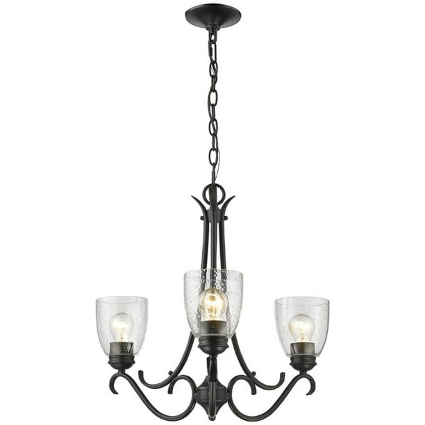 Beaumont Lane 3 Light Elegant Seeded Glass Chandelier In Black Com Light Elegant Seeded Glass Chandelier, Seeded Glass Light Fixtures