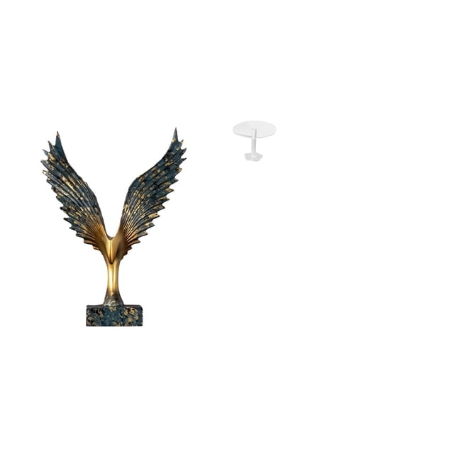 Estatua de la casa,Estatua de ala hecha a mano,artesanía de resina para cafetería,Escultura de alas extendidas,adorno artesanal,Escritorio redondo de casa de muñecas,Muebles de mesa redonda