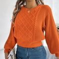 thumbnail image 7 of Fgnfyis Women Knit Sweater Long Sleeve Pullover Tunic Soft Warm Comfortable Loose Fit Fashion Top for Fall andWinter Orange XL, 7 of 7
