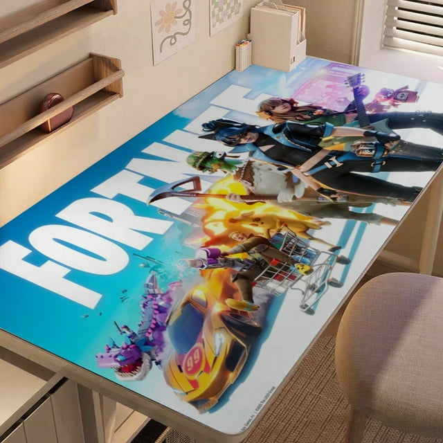Fortnite alfombrilla de escritorio/mesa extra-grande con base antideslizante de cuero y diseño temático; versátil para escritorios de ordenador, mesas de comedor, etc.60*110cm