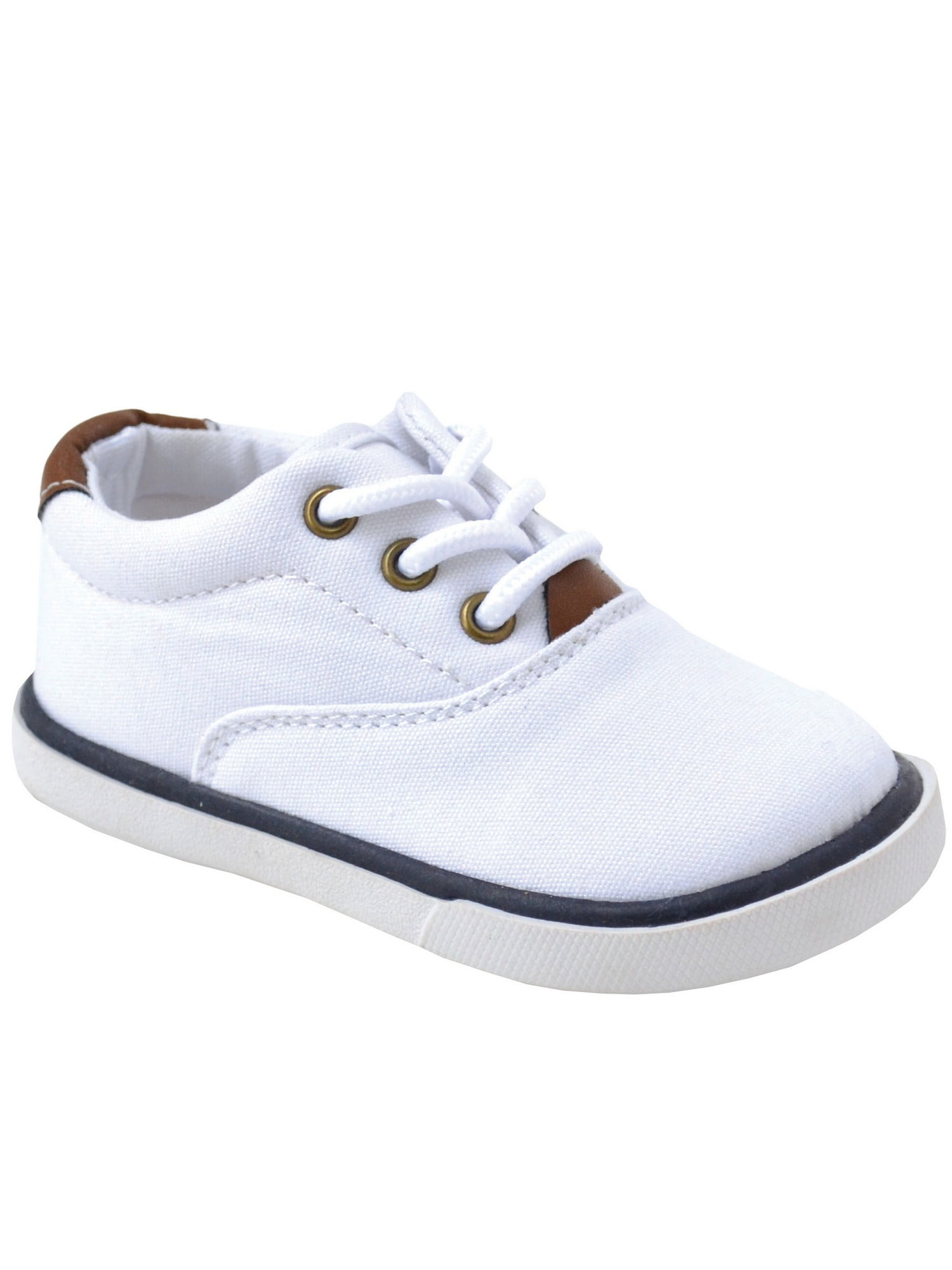 white canvas baby shoes