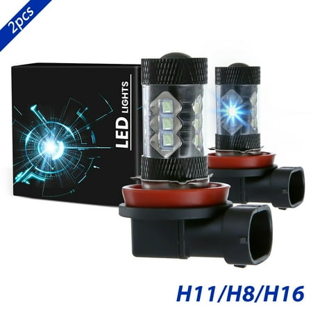For 2008-2012 Chevrolet Malibu LED Fog Light Bulbs Replacement 8000K Blue Light 2pcs