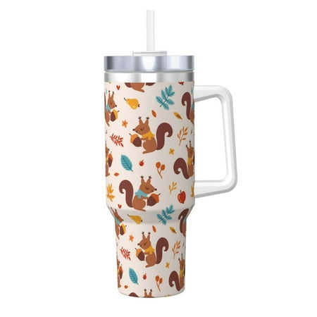 

KLL Forest Squirrel Nuts Print 40oz Stainless Steel Insulated Car Cup Coffee Mug with Spillproof Lid - Keep Your Drink Hot or Cold on the Go