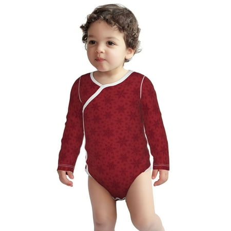 

Fotbe Christmas Red Snowflakes Pattern Unisex-baby Long-sleeve Bodysuit Long Sleeve Bodysuits One-piece 100% Organic Cotton for Infant Baby Boys Unisex-3 Months