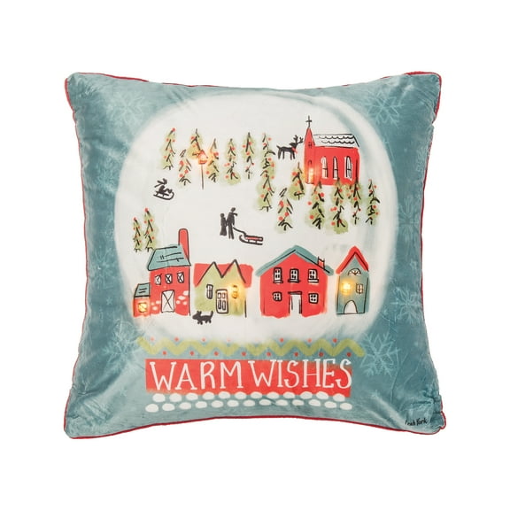 Warmwishes Snowglobe Light-Up LED Throw Pillow, 18" x 18"