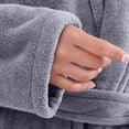 thumbnail image 3 of FchengtaiS Women Fleece Robe Short Cozy Plush Robes for Womens Soft Shawl Collar Warm Spa Bathrobe Loungewear with Pockets, 3 of 7