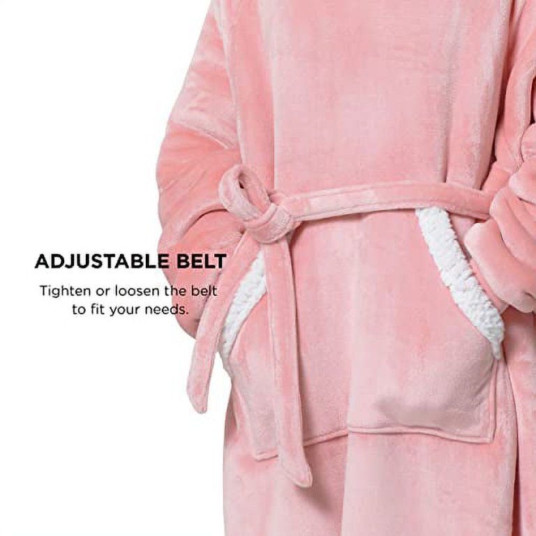 Bedsure Ovesized Wearable Blanket Hoodie, Long Sherpa Fleece Blanket  Sweatshirt, with Warm Big Hood, Side Split and Belt, Pink, Oversize -  Walmart.com