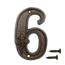 4.6" Cast Iron House Numbers- Solid & Heavy Duty Rustic Decorative Numbers with Fleur De Lis Design for House Home Address Plaque Garden Yard Post Mailbox Hanging Wall Sign Letters Decor