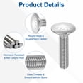 thumbnail image 4 of Uxcell 8Pack M8 x 35mm Stainless Steel Carriage Bolts Round Head Square Neck, Silver, 4 of 7