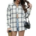 thumbnail image 3 of Fantaslook Womens Plaid Shirts Flannel Shacket Jacket Long Sleeve Button Down Shirts Blouses Tops, 3 of 9