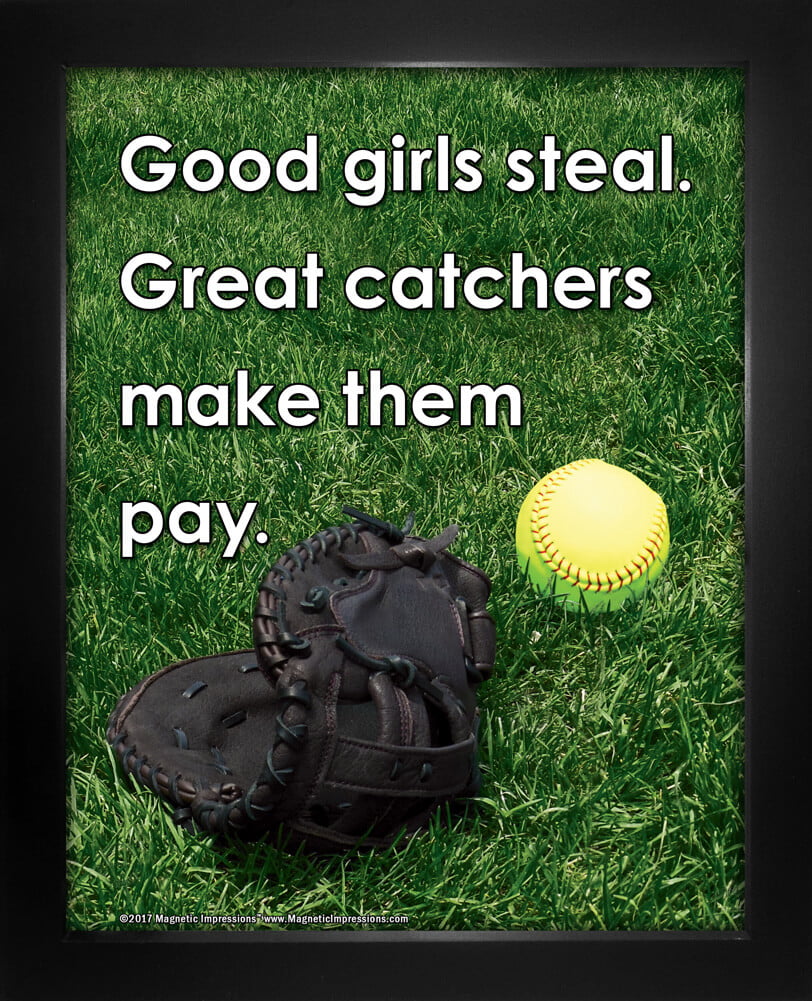 Framed Softball Catcher 8” x 10” Sport Poster Print 