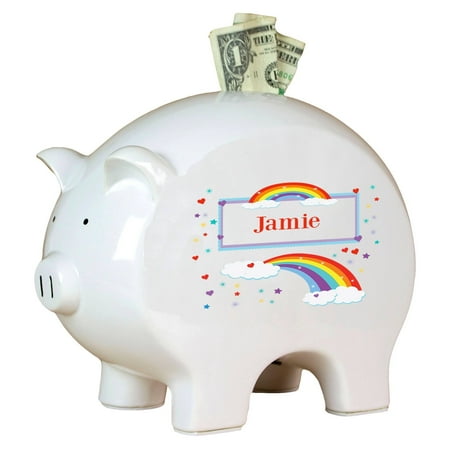 My Bambino Asymmetrical Pig Piggy Banks & Money Jars White/Blue