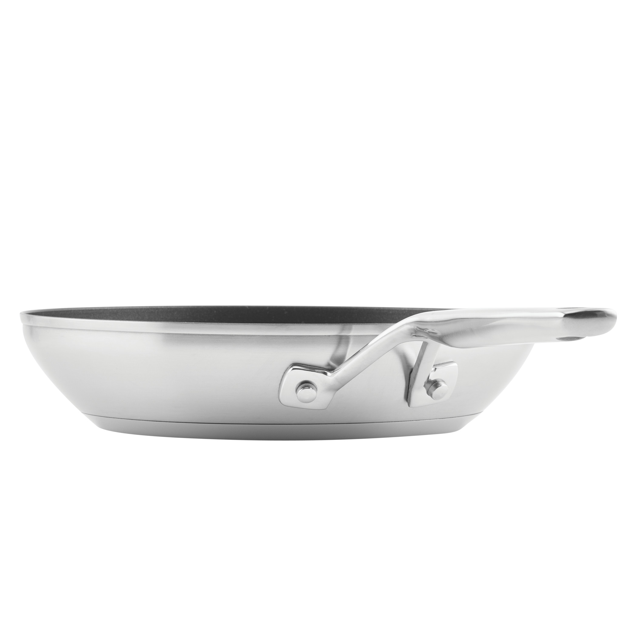 KitchenAid 3-Ply Base 9.5 Inch Stainless Steel Nonstick Induction Frying Pan, Dishwasher Safe and Oven Safe to 500°F, Brushed Stainless Steel
