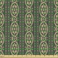 thumbnail image 2 of Ambesonne Damask Fabric by the Yard Upholstery, Vertical Floral Tribal Style, 1 Yard, Tan and Dark Grey, 2 of 5