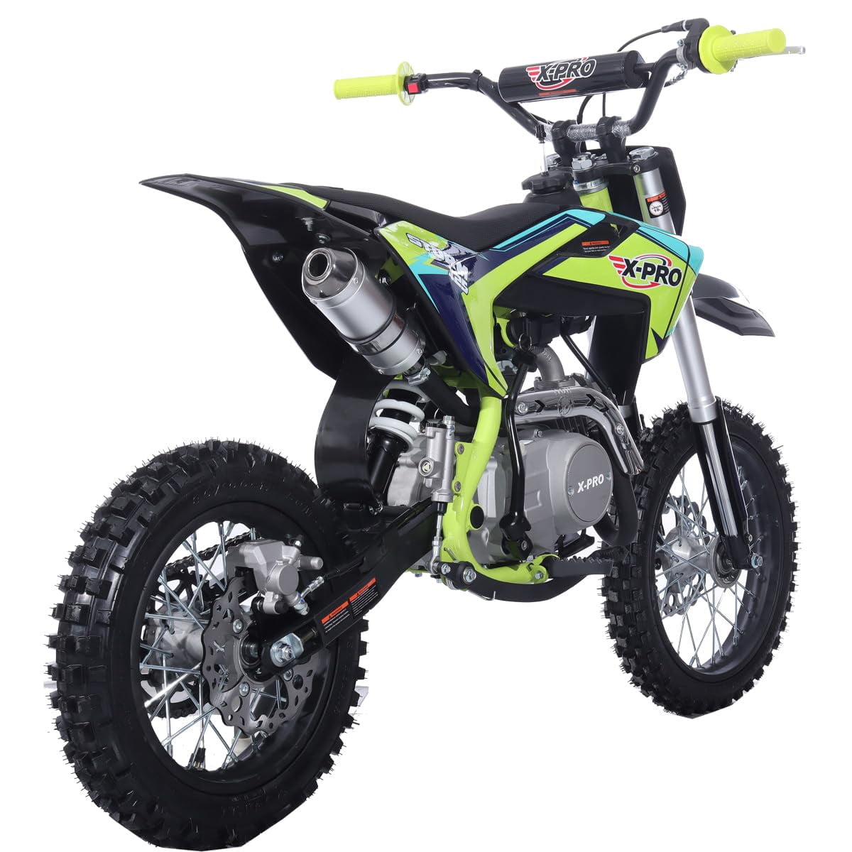 X-Pro Brand New Storm 125cc Dirt Bike with 4-Speed Semi-Auto Transmission, Kick Start, Big 14"/12" Tires!