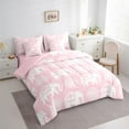 thumbnail image 4 of Feelyou Pink Damask Flower Twin Bedding Sets 7-Piece, Western Elephant Animal Bedding Comforter Set, Bohemian Style Reversible Sheet Sets, Microfiber Bedroom Decor, 4 of 9