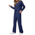 thumbnail image 1 of Conjuntos de Dos Piezas para Mujer, Moda de Otoño 2025, Pantalones Anchos, Conjunto de Estar por Casa, para Viajes y Vacaciones. Azul Oscuro L, 1 of 9