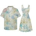 thumbnail image 2 of Jiueut Starfish Coral Pattern Matchable Couple Hawaiian Luau Shirt for Men, Women's Casual Summer Sleeveless Scoop Neck Dress, Beach Tropical Dresses, Hawaii Holiday Party Outfits Set, Size 5XL, 2 of 5