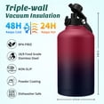 thumbnail image 2 of 1/2 Gallon Insulated Water Bottle with Straw & Spout Lid, Protective Boot, Keeps Drinks Cold for 48H & Hot for 24H, 64oz Stainless Steel Water Bottle for Gym, Hiking & Sports, 2 of 9