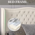 thumbnail image 6 of Nathaniel Home Jennifer Velvet Upholstered Tufted Bed, Platform Bed Frame with Diamond, Low Profile Platform Beds Strong Wooden Slats Queen White, 6 of 9