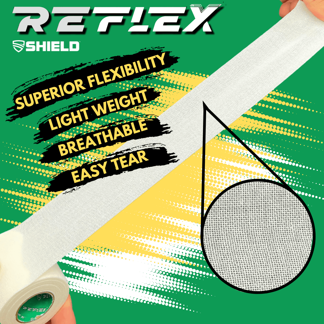 Shield Reflex | Stretch Athletic Tape, Tear by Hand, Made in USA, Thin, Flexible, Elastic Sports Tape, Spatting Football Tape 6 Pack (Arctic White, 2 Inch)