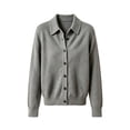 thumbnail image 4 of Womens Cardigan Sweaters Button Up Loose Stand Up Collar Solid Color Long Sleeve Base Cozy Fall Winter Gray M, 4 of 5