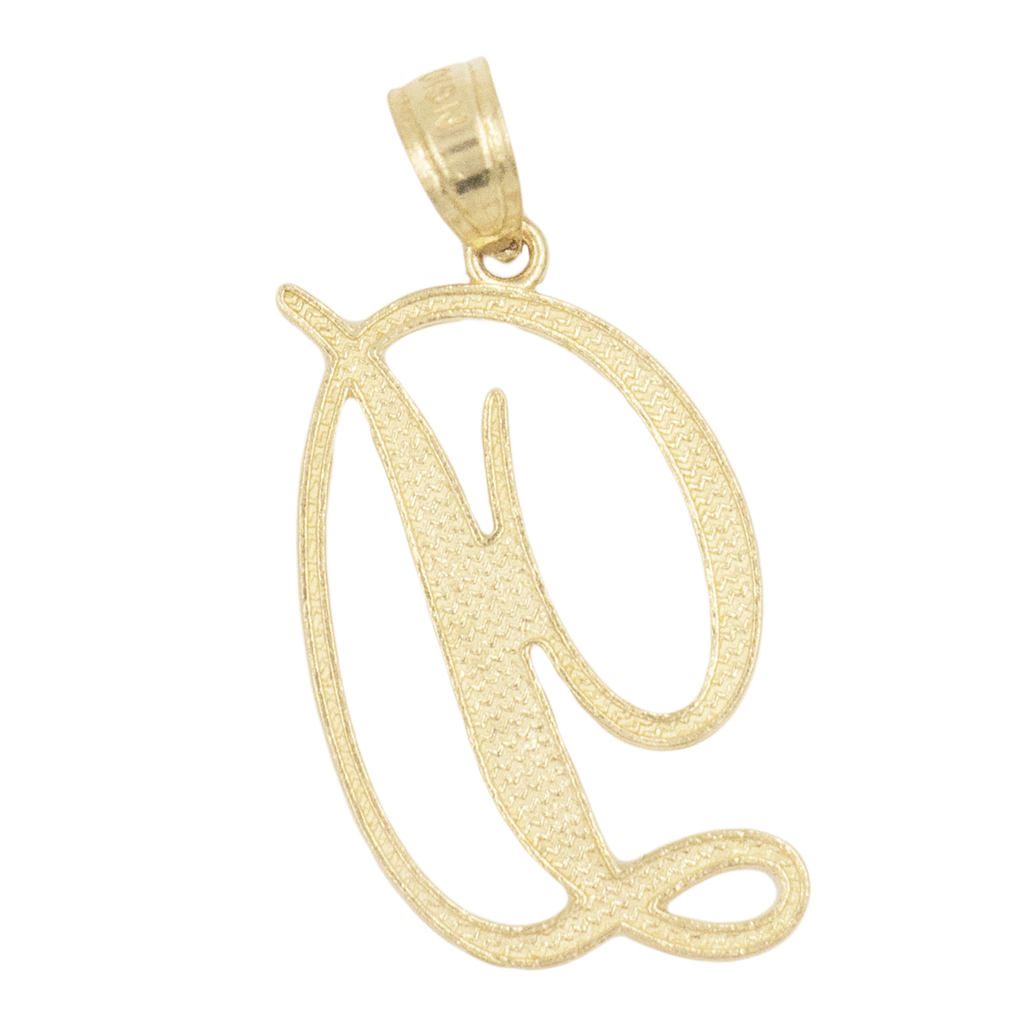 Solid 14k White Gold Cursive Initial Pendant – Personalized Letter "D" Necklace, Handcrafted & High Polished - View #7