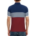 thumbnail image 3 of YTD Men's Short Sleeve Polo Shirts Casual Slim Fit Contrast Color Stitching Stripe Cotton Shirts, 3 of 4