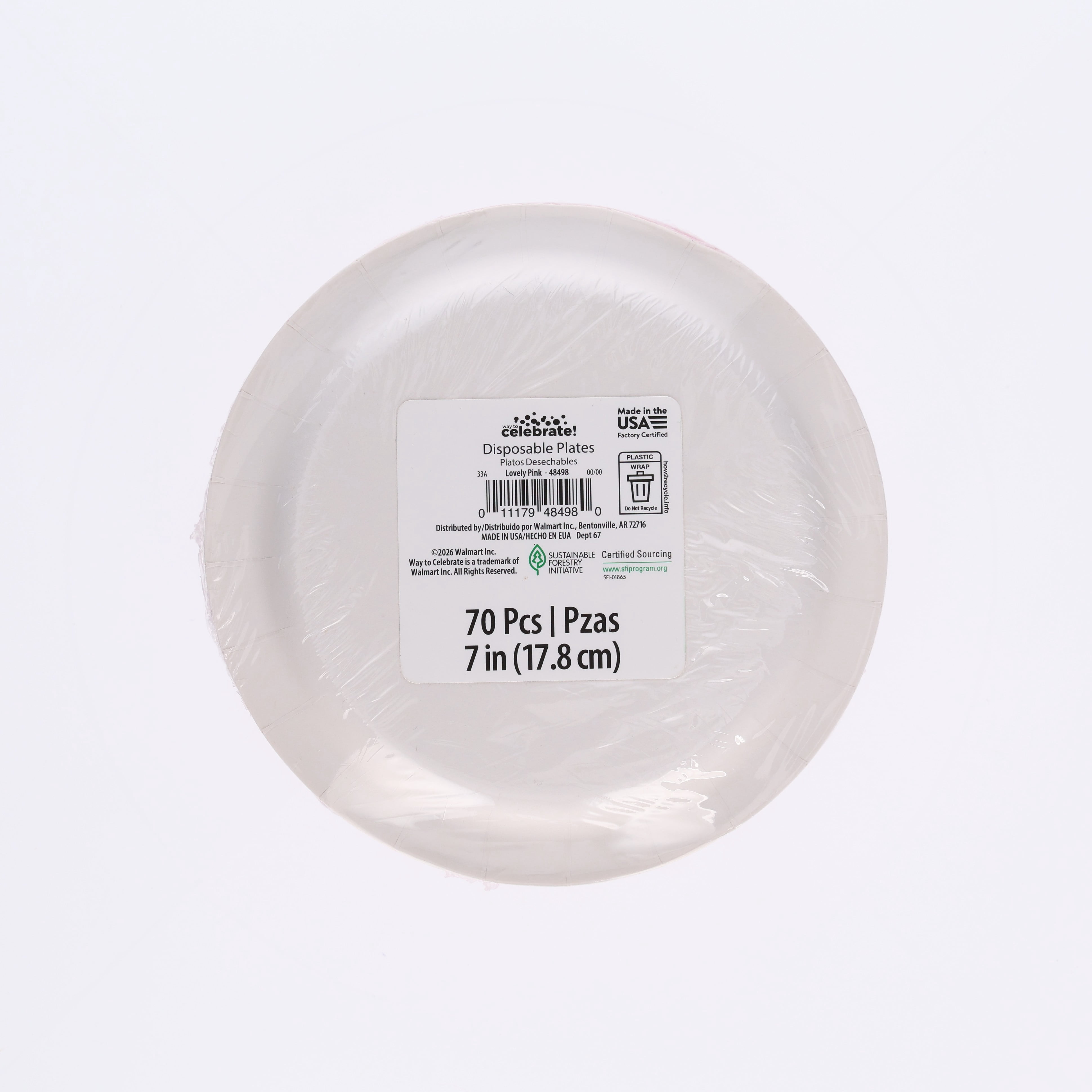 70CT 7IN Pink Dessert Paper Plates by Way To Celebrate