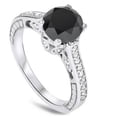 thumbnail image 2 of Pompeii 2 1/4ct Vintage Black Diamond Engagement Ring 14K White Gold (G/H,I2), 2 of 4