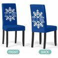 thumbnail image 5 of Stretch Chair Covers Set of 4, Winter Christmas White Snowflake Universal Fit Elastic Decorative Dining Chairs Slipcovers for Wedding, Banquet, Snow Quote on Blue, 5 of 6