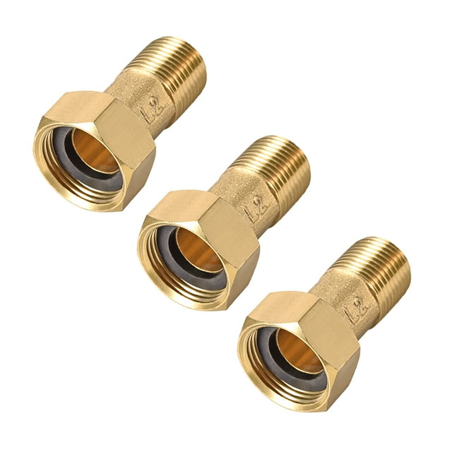 Conector de tubería de latón, Niple hexagonal, Conector roscado G1/2 Macho x G3/4 Hembra para acoplamiento de medidor de agua 4 Pcs