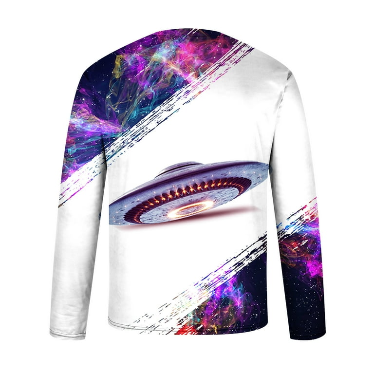 Simplmasygenix Clearance Graphic Tees Under $10 Big&Tall Men Casual Fashion  Round Neck Long Sleeve Pullover 3D Print T-Shirt 