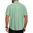 thumbnail image 3 of Dwellite Mens Linen Shirts Short Sleeve Button Down Shirts Casual Lightweight Summer Beach Solid Tops Light Green 2XL, 3 of 3
