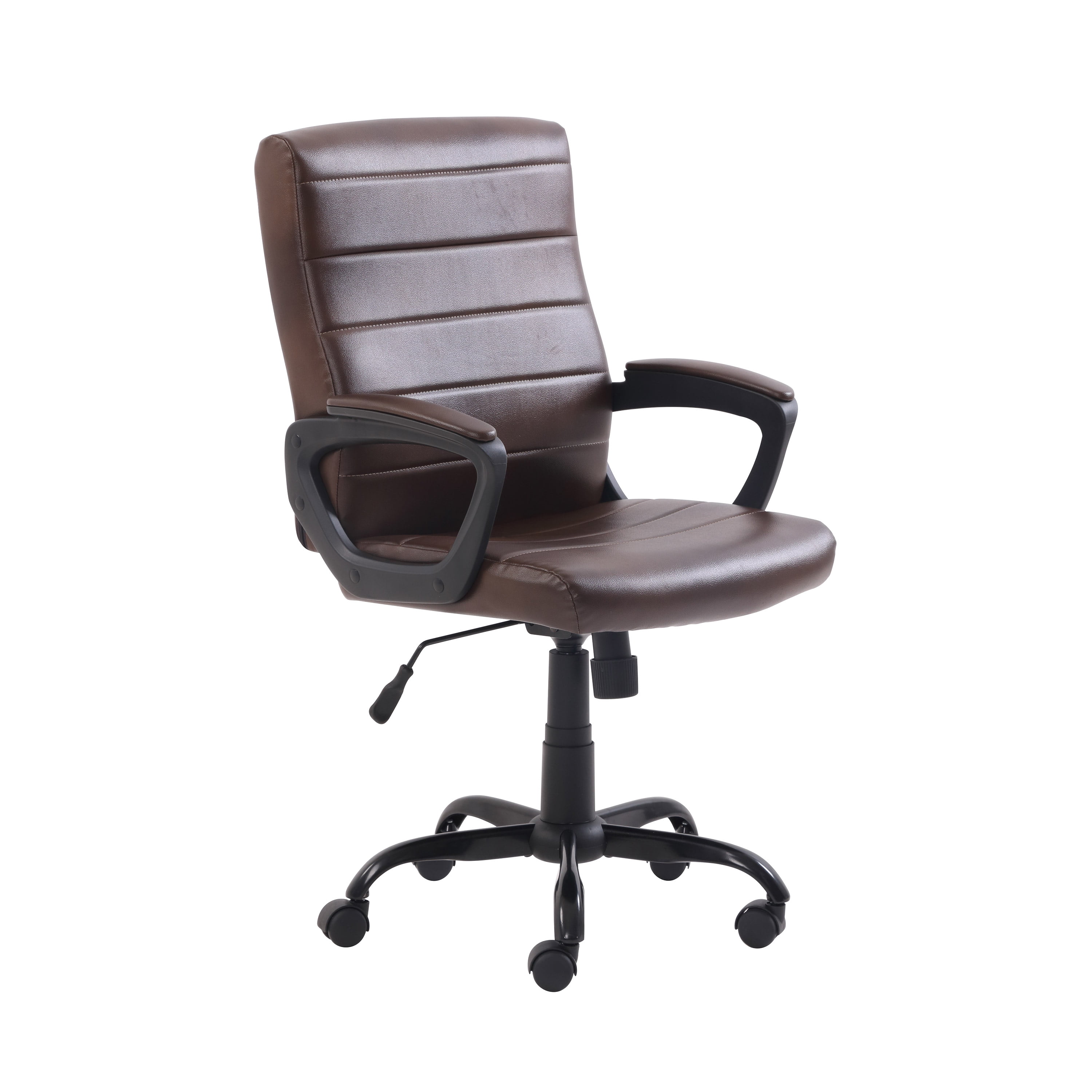 Mainstays Mid-Back Manager's Office Chair with Arms, Brown Bonded