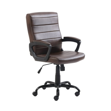 Mainstays Mid-Back Manager's Office Chair with Arms, Bonded Leather, Brown