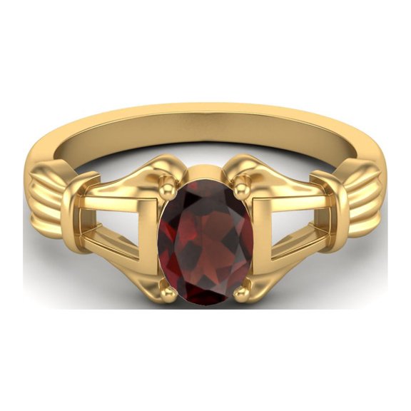 925 Sterling Silver Gold Vermeil 7x5mm Oval Shape Garnet Engagement Women Mother's Day Gift Ring