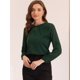 thumbnail image 2 of Top de la blusa de la oficina del trabajo del cuello del ojo de la cerradura de las mangas largas semi transparentes de la gasa elegante de las mujeres Ejercito Verde XL, 2 of 6