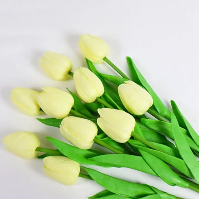 Flores artificiales de tulipanes de 10 piezas, ramo de tulipanes falsos, tacto Real, decoración del jardín del hogar para decoración de bodas, suministros para fiestas